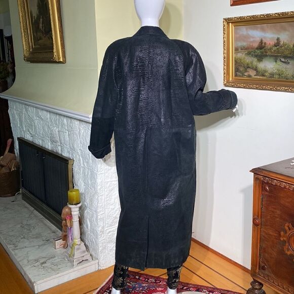 Rare Vintage Peter Millar Crown Sport Full Length Double Breasted Leather Coat - Picture 7 of 17